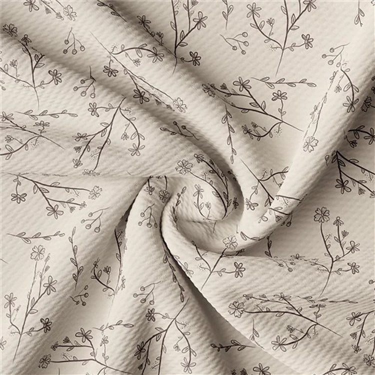 Floral Printed Liverpool 4 Way Fabric AA267 & Get a Free $89.99 Embroidery Bundle