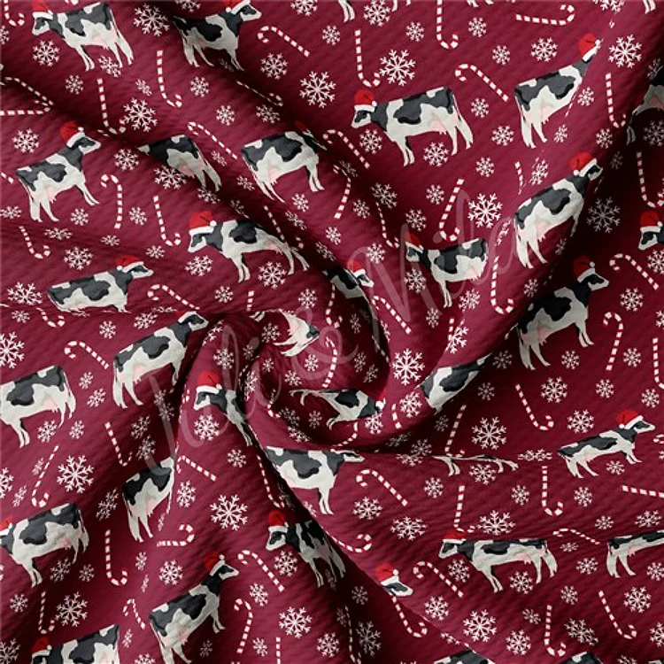 Christmas Printed Liverpool Bullet Textured Stretch Solid Strip Thick Knit Jersey Fabric