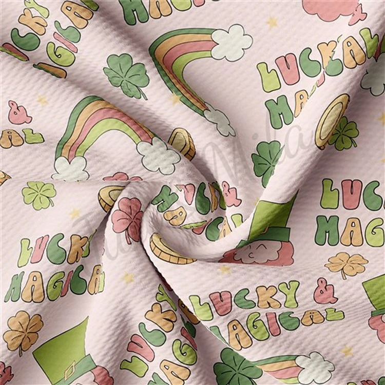 St. Patrick's Day Printed Liverpool Bullet Textured Stretch Solid Strip Thick Knit Jersey Fabric