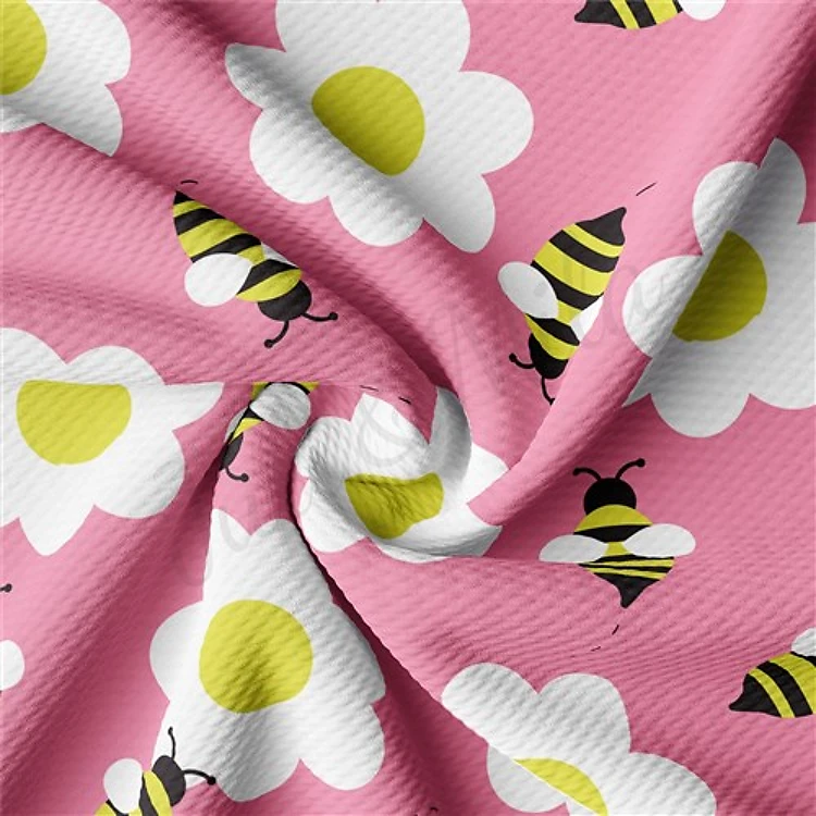 Bee Daisy Printed Liverpool Fabric AA1561 & Get a Free $89.99 Embroidery Bundle