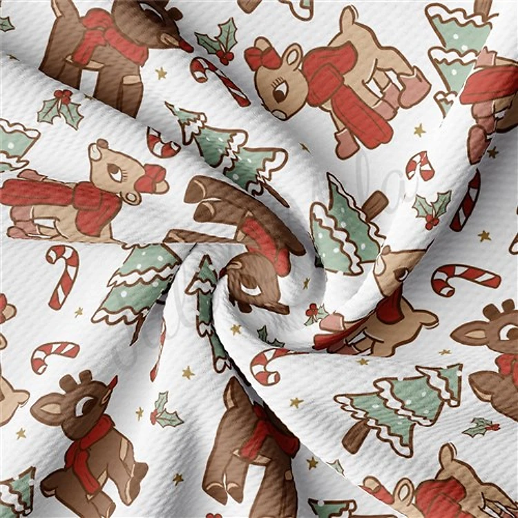 Christmas Printed Liverpool Bullet Textured Stretch Solid Strip Thick Knit Jersey Fabric