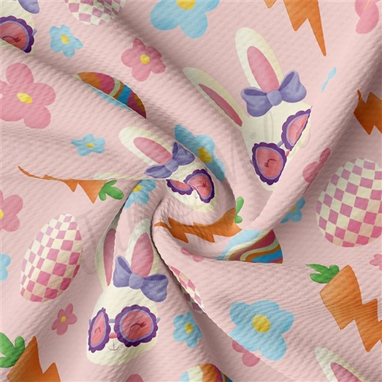 Easter Printed Liverpool Fabric pink bunnies AA1885 & Get a Free $89.99 Embroidery Bundle