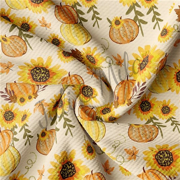 Pumpkin Printed Liverpool 4 Way Fabric AB9 & Get a Free $89.99 Embroidery Bundle