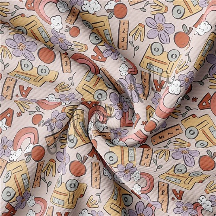 Back to School Printed Liverpool 4 Way Fabric school & Get a Free $89.99 Embroidery Bundle