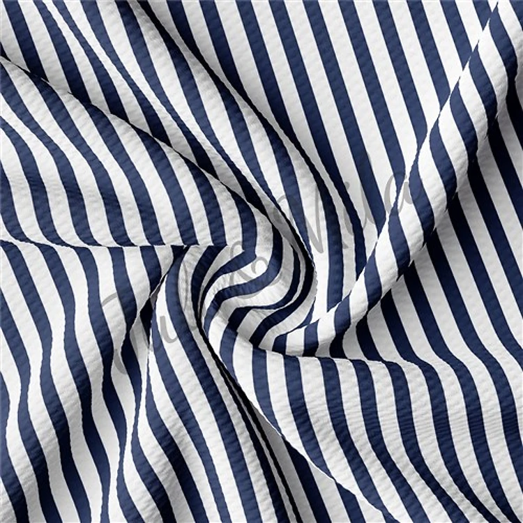 Printed Liverpool 4 Way Fabric Navy Stripe & Get a Free $89.99 Embroidery Bundle