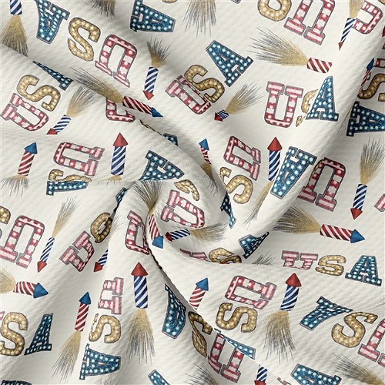Patriotic 4th of July Printed Liverpool AA1635 & Get a Free $89.99 Embroidery Bundle