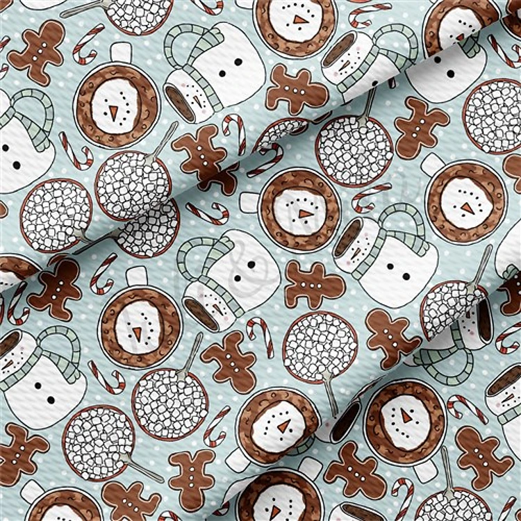 Snowman Christmas Liverpool Bullet Textured Stretch Solid Strip Thick Knit Jersey Fabric