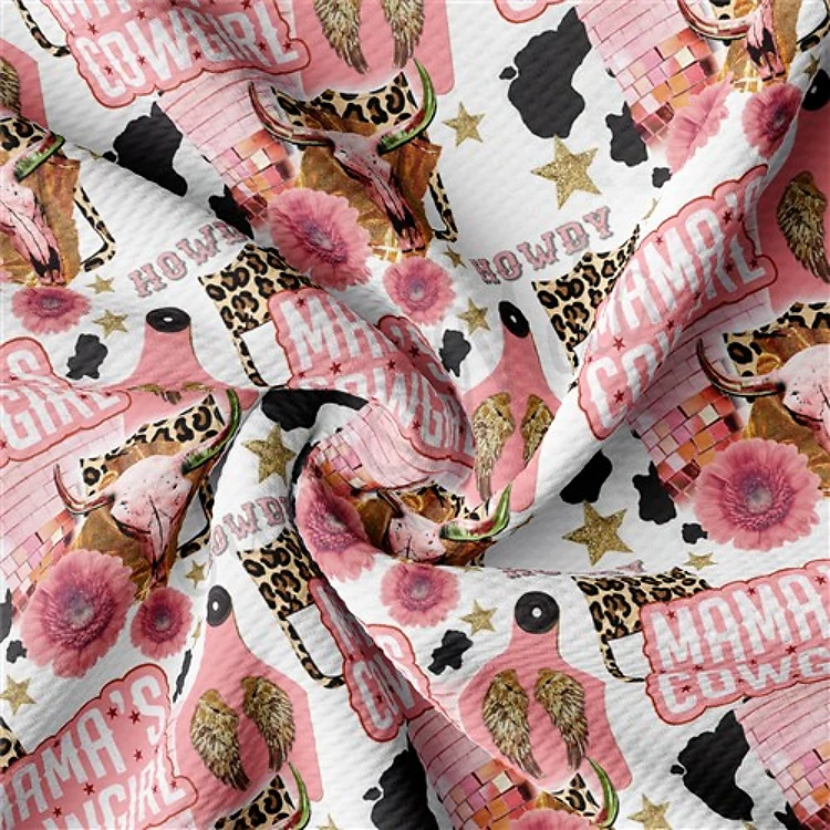 Mama's Cowgirl Printed Liverpool Bullet Textured Stretch Solid Strip Thick Knit Jersey Fabric