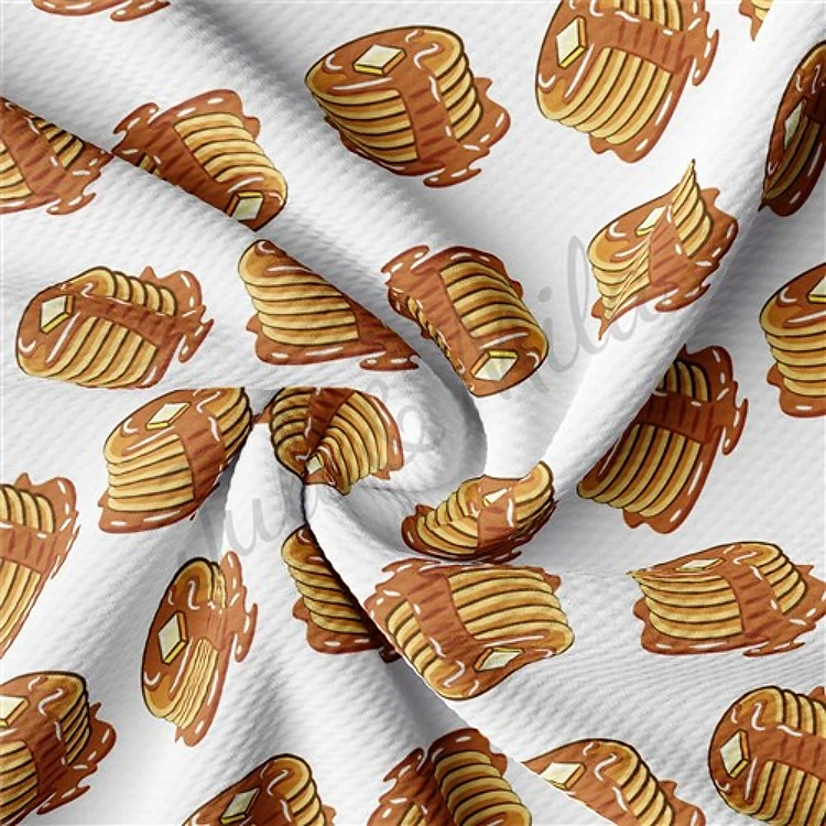 Pancakes Printed Liverpool Bullet Textured Stretch Solid Strip Thick Knit Jersey Fabric