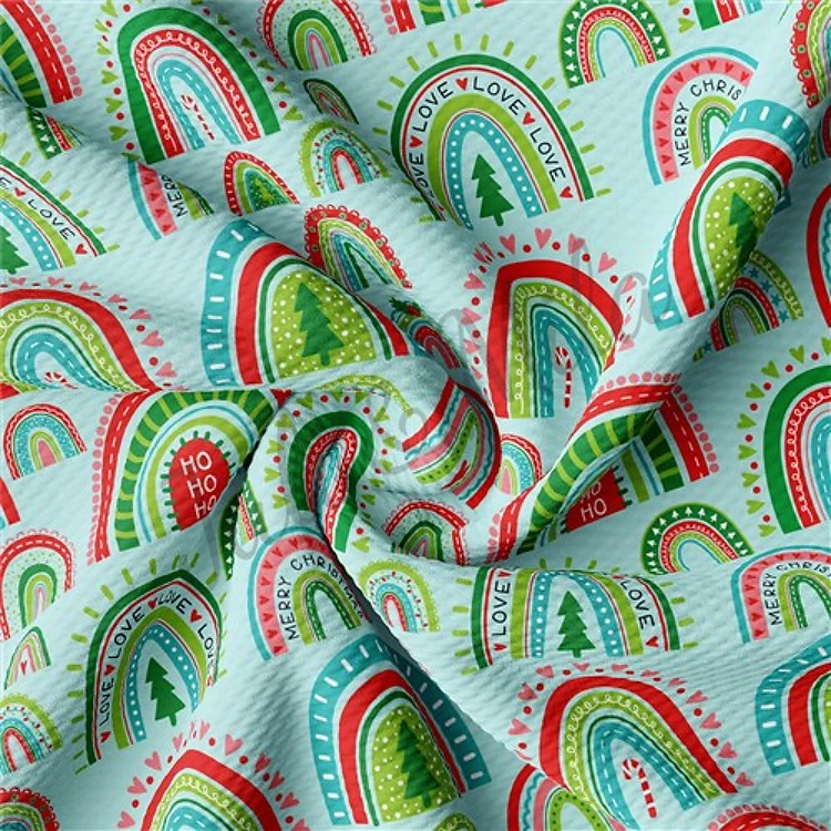 Christmas Printed Liverpool Bullet Textured Stretch Solid Strip Thick Knit Jersey Fabric
