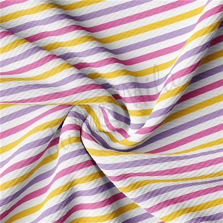 Printed Liverpool Bullet Textured Stretch Solid Strip Thick Knit Jersey Fabric