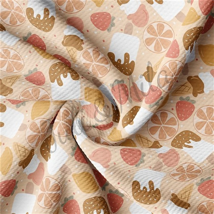Ice cream Printed Liverpool 4 Way Fabric icecream & Get a Free $89.99 Embroidery Bundle