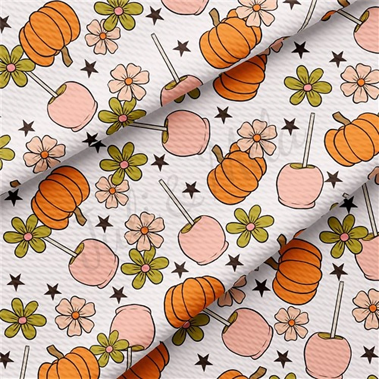 Pumpkin Printed Liverpool Bullet Textured Stretch Solid Strip Thick Knit Jersey Fabric