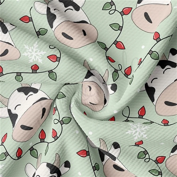 Cow Christmas trees Liverpool Bullet Textured Stretch Solid Strip Thick Knit Jersey Fabric