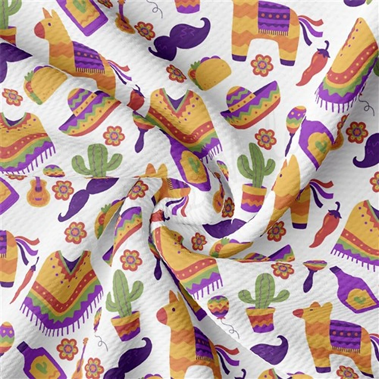 Cinco De May Mexico Serape Liverpool Bullet Textured Stretch Solid Strip Thick Knit Jersey Fabric