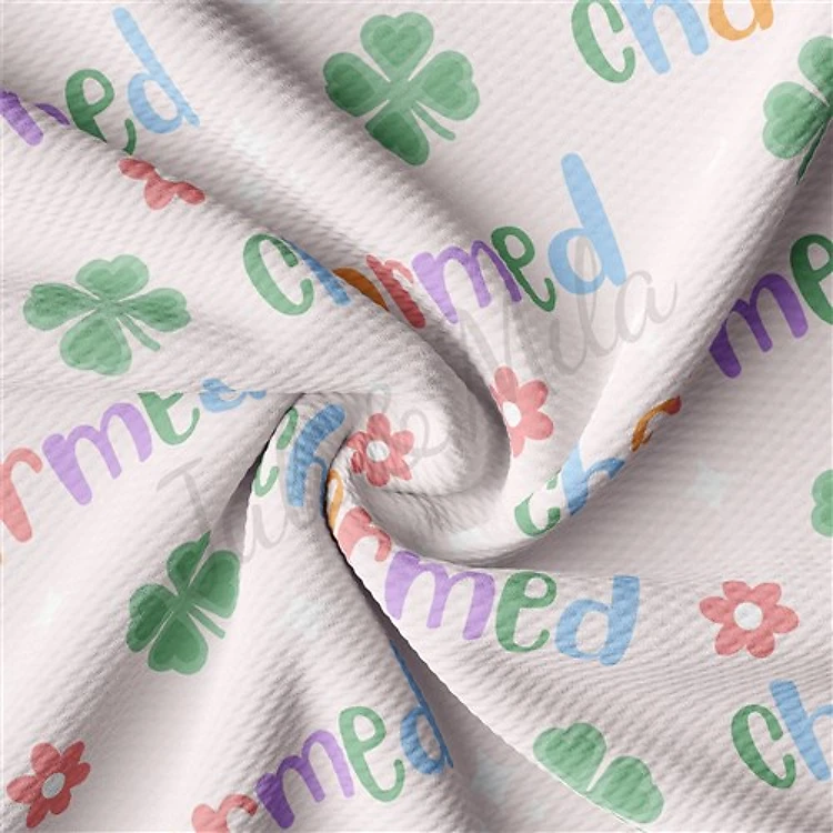 Lucky Charms Printed Liverpool Bullet Textured Stretch Solid Strip Thick Knit Jersey Fabric