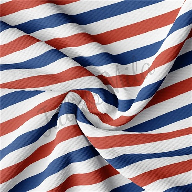 Patriotic 4th of July TBP102 Liverpool Bullet Textured Stretch Solid Strip Thick Knit Jersey Fabric