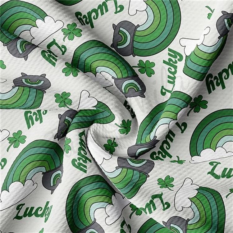 St. Patrick's Day Printed Liverpool Bullet Textured Stretch Solid Strip Thick Knit Jersey Fabric
