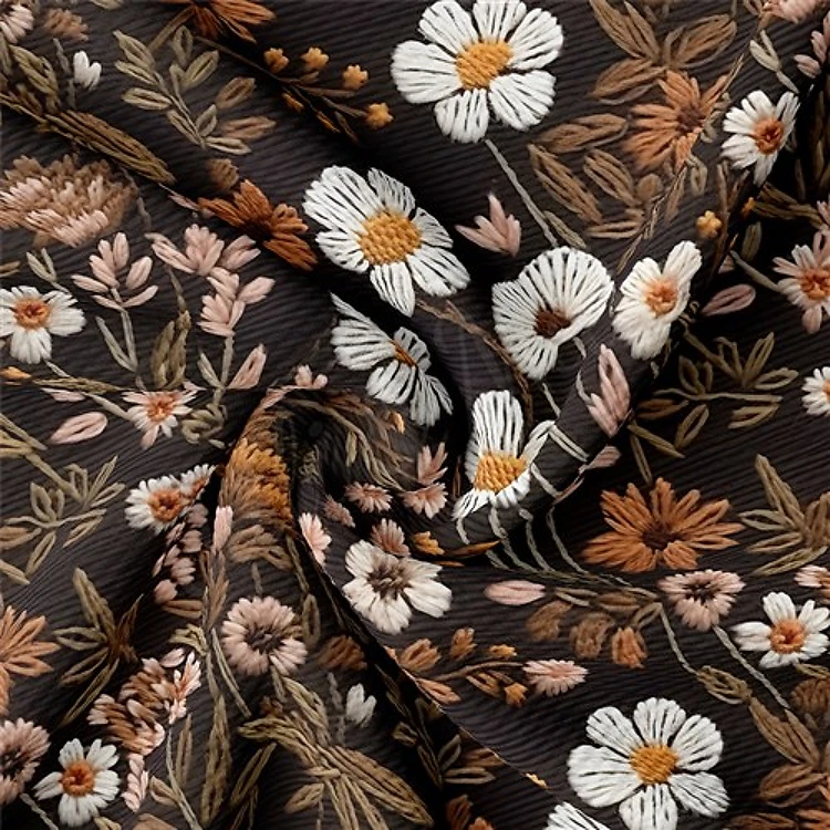 Embroidery Printed Liverpool Fabric AA1784 & Get a Free $89.99 Embroidery Bundle