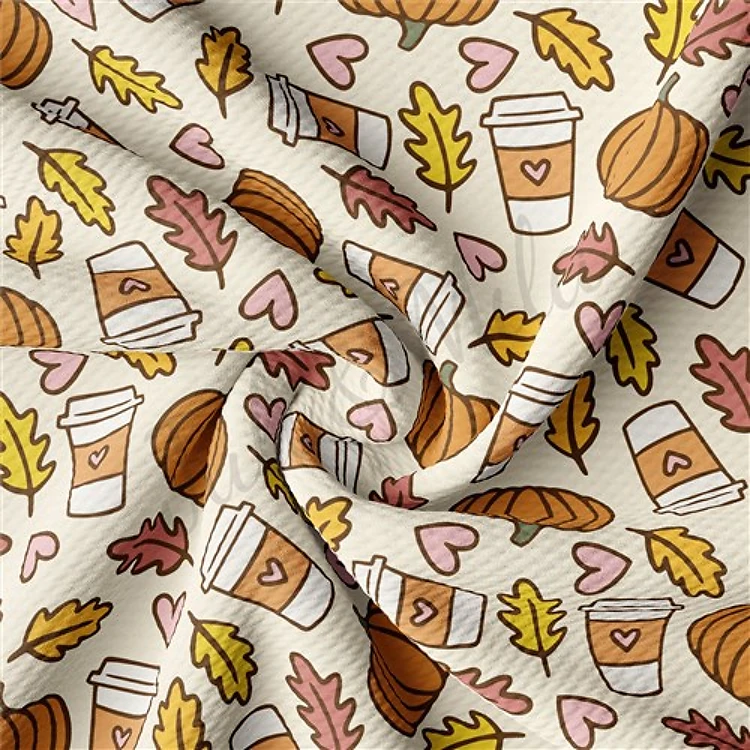 Pumpkin Fall Printed Liverpool Bullet Textured Stretch Solid Strip Thick Knit Jersey Fabric