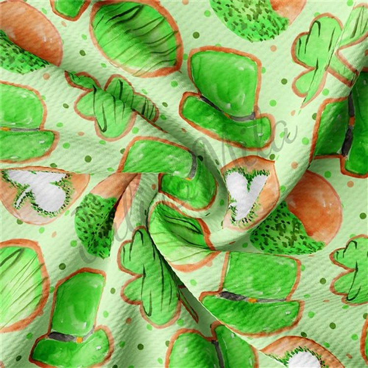 St. Patrick's Day Printed Liverpool Bullet Textured Stretch Solid Strip Thick Knit Jersey Fabric