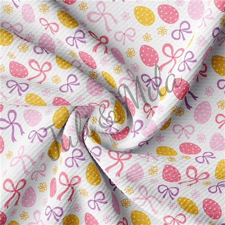 Easter Printed Liverpool Fabric Egg Bunny Pastel(E45) & Get a Free $89.99 Embroidery Bundle