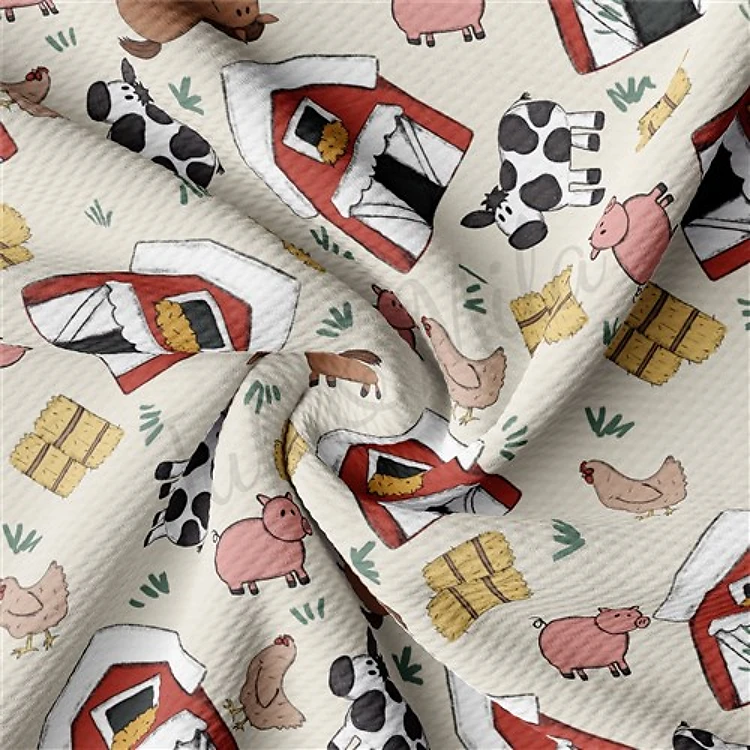 Farm Printed Liverpool Bullet Textured Stretch Solid Strip Thick Knit Jersey Fabric