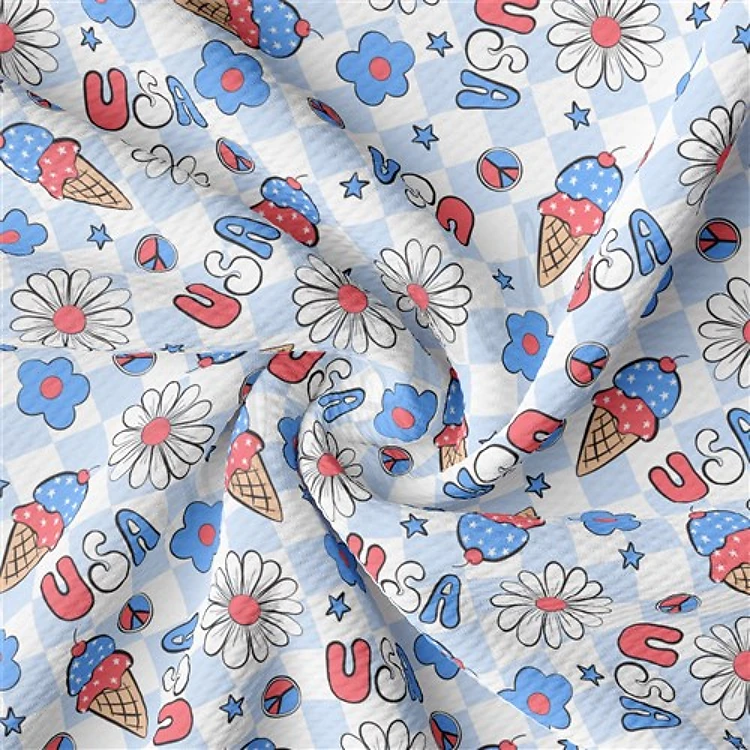 4th of July Patriotic Liverpool Bullet Textured Stretch Solid Strip Thick Knit Jersey Fabric