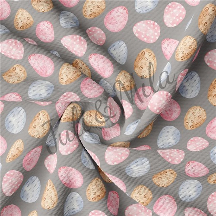 Easter Printed Liverpool Fabric Egg Bunny Pastel(E31) & Get a Free $89.99 Embroidery Bundle
