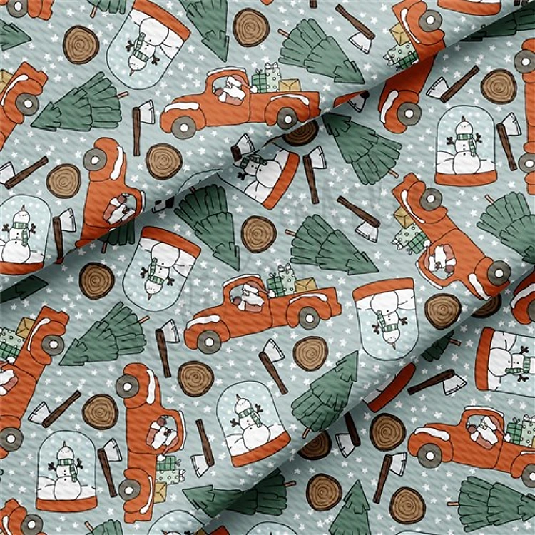 Christmas Truck Tree Liverpool Bullet Textured Stretch Solid Strip Thick Knit Jersey Fabric
