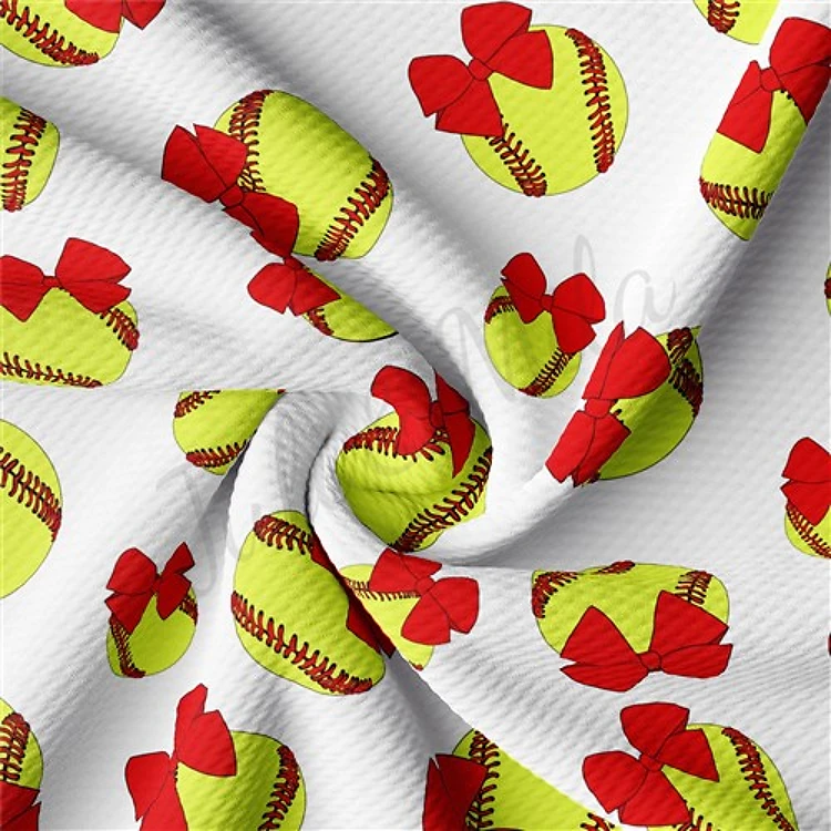 Softball Printed Liverpool 4 Way Fabric AA1531 & Get a Free $89.99 Embroidery Bundle