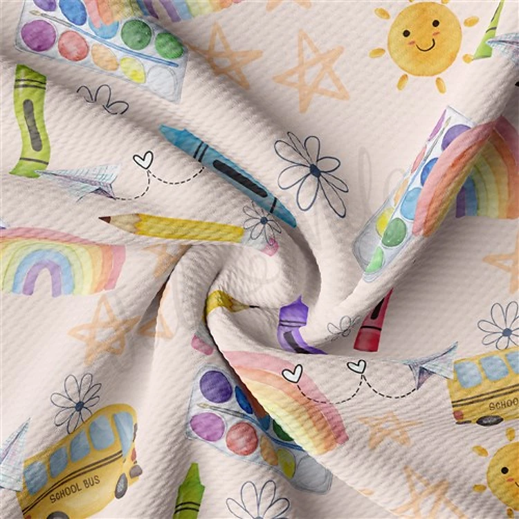 Back to School AA2364 Liverpool Bullet Textured Stretch Solid Strip Thick Knit Jersey Fabric