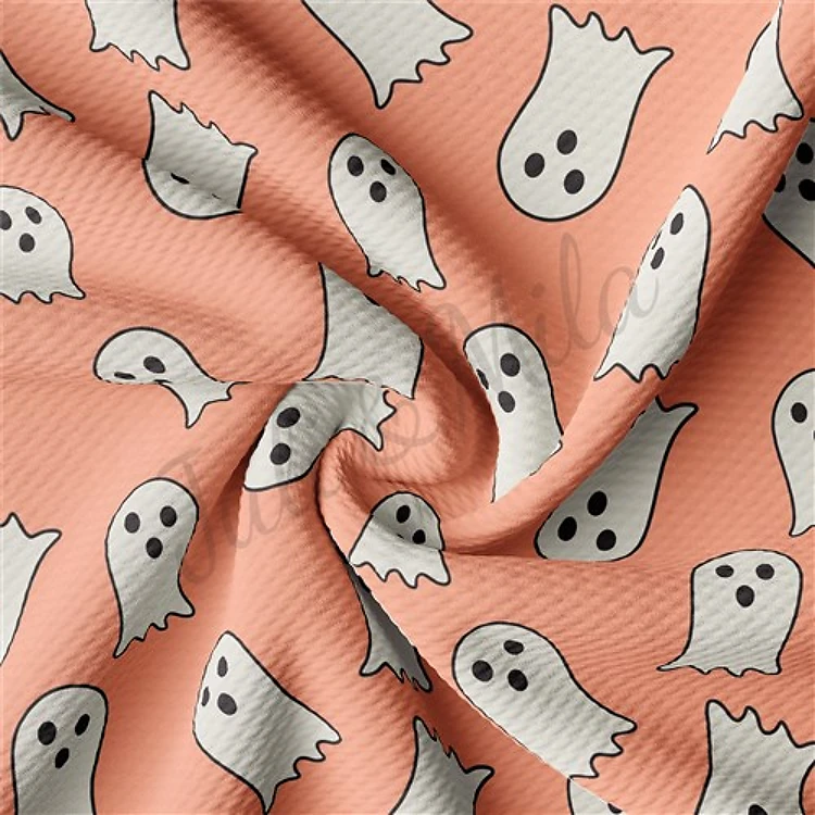 Halloween Ghost Printed Liverpool Bullet Textured Stretch Solid Strip Thick Knit Jersey Fabric