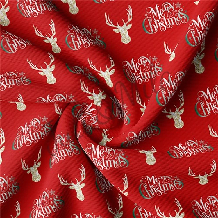 Christmas Printed Liverpool Bullet Textured Stretch Solid Strip Thick Knit Jersey Fabric
