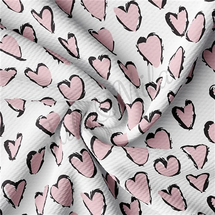 Valentine's Day Printed Liverpool Bullet Textured Stretch Solid Strip Thick Knit Jersey Fabric