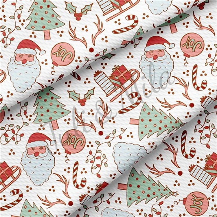 Christmas Printed Liverpool Bullet Textured Stretch Solid Strip Thick Knit Jersey Fabric
