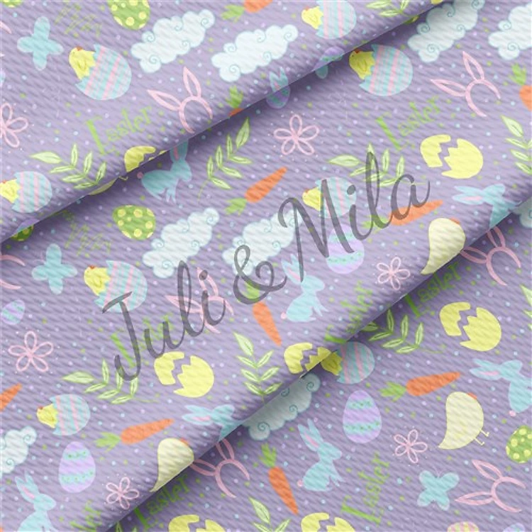 Easter Printed Liverpool Fabric Egg Bunny Pastel(E36) & Get a Free $89.99 Embroidery Bundle