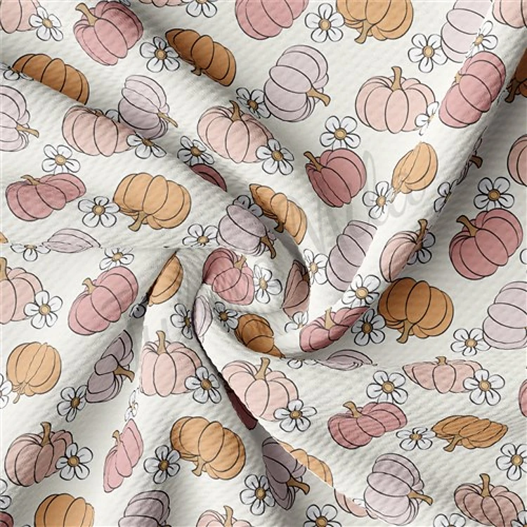 Pumpkin Fall Printed Liverpool Bullet Textured Stretch Solid Strip Thick Knit Jersey Fabric