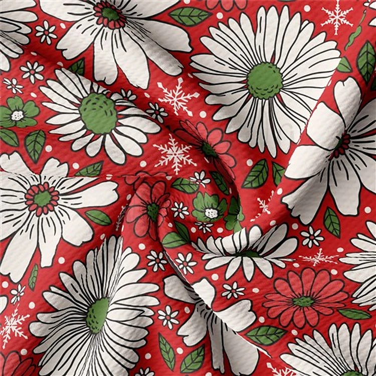 Christmas Printed Liverpool Bullet Textured Stretch Solid Strip Thick Knit Jersey Fabric