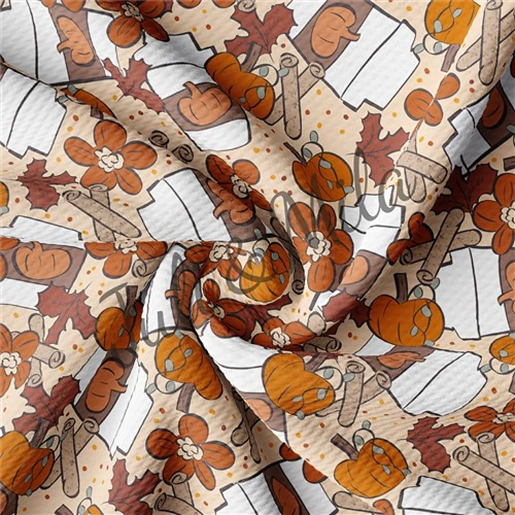 Pumpkin Latte Printed Liverpool 4 Way Fabric AB2 & Get a Free $89.99 Embroidery Bundle