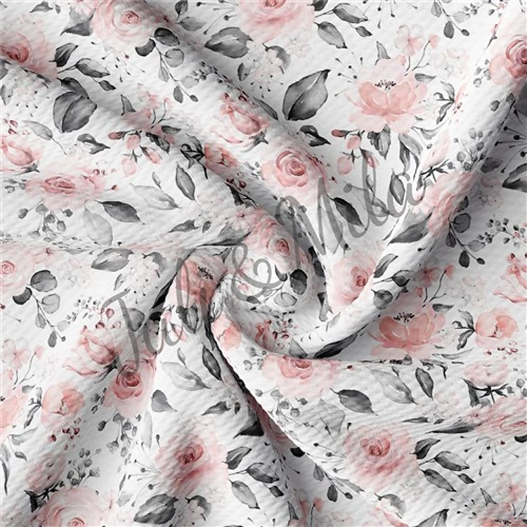 Floral Printed Floral Liverpool Pink roses (F45) & Get a Free $89.99 Embroidery Bundle