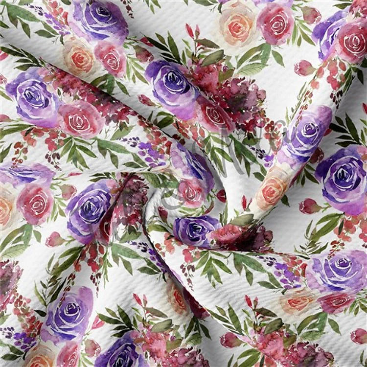 Printed Floral Liverpool Bow Watercolour flowers(F35) & Get a Free $89.99 Embroidery Bundle