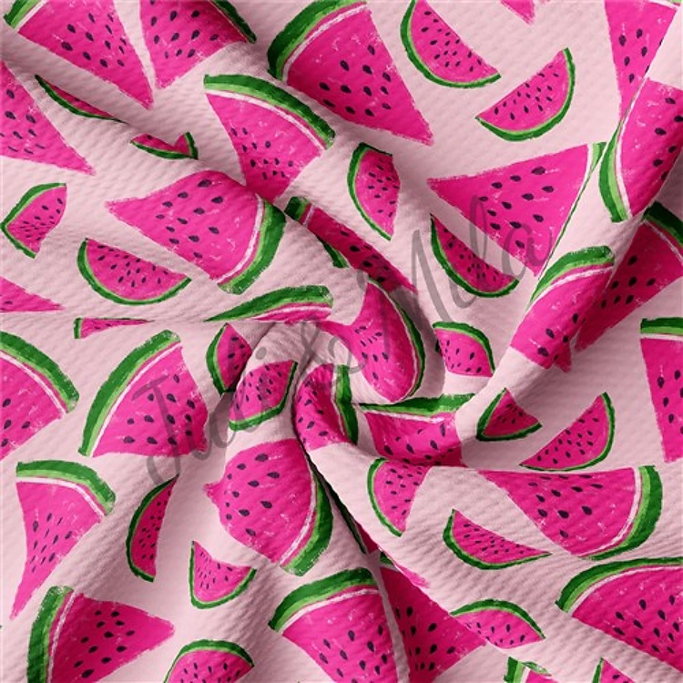 Watermelon Printed Liverpool 4 Way Fabric AA285 & Get a Free $89.99 Embroidery Bundle