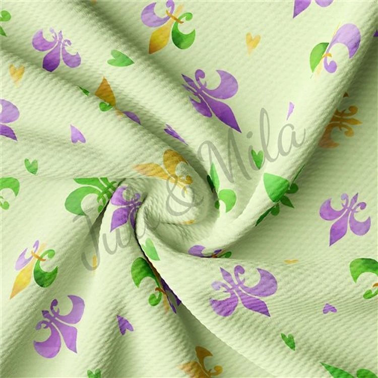 Mardi Gras Printed Liverpool Bullet Textured Stretch Solid Strip Thick Knit Jersey Fabric