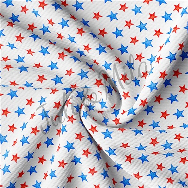 Patriotic 4th of July Printed Liverpool Stretch Solid USA Flag (PT & Get a Free $89.99 Embroidery Bundle