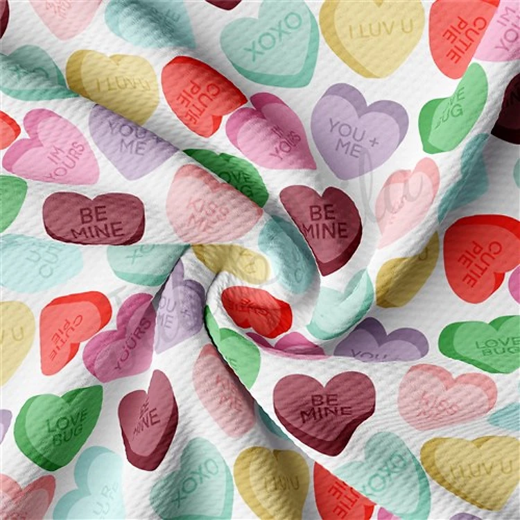 Valentine's Day Printed Liverpool Bullet Textured Stretch Solid Strip Thick Knit Jersey Fabric