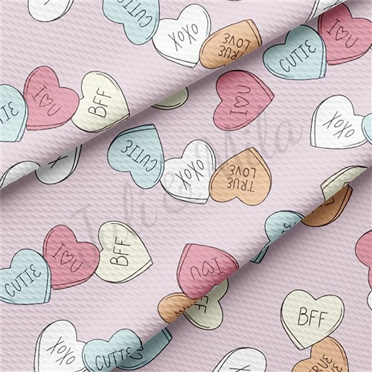 Valentine's Day Printed Liverpool Bullet Textured Stretch Solid Strip Thick Knit Jersey Fabric