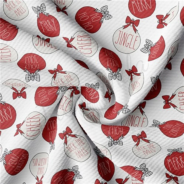 Christmas Printed Liverpool Bullet Textured Stretch Solid Strip Thick Knit Jersey Fabric