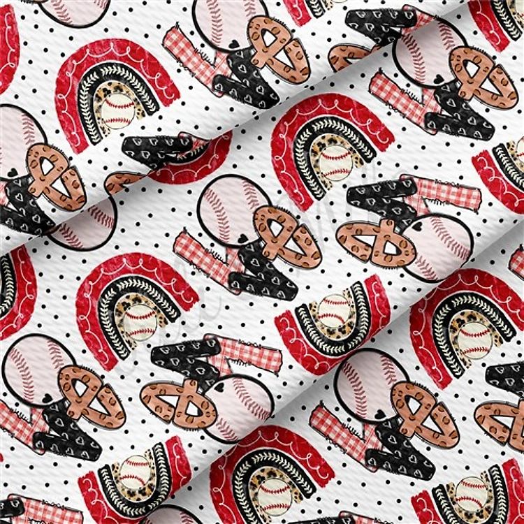 Baseball Printed Liverpool 4 Way Fabric AA1369 & Get a Free $89.99 Embroidery Bundle