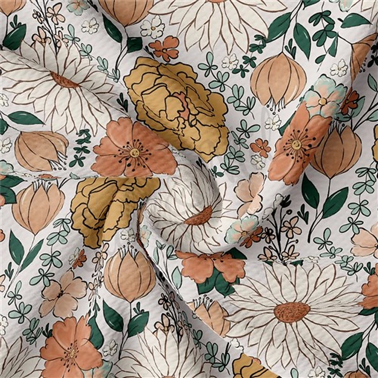 Floral Printed Liverpool Bullet Textured Stretch Solid Strip Thick Knit Jersey Fabric
